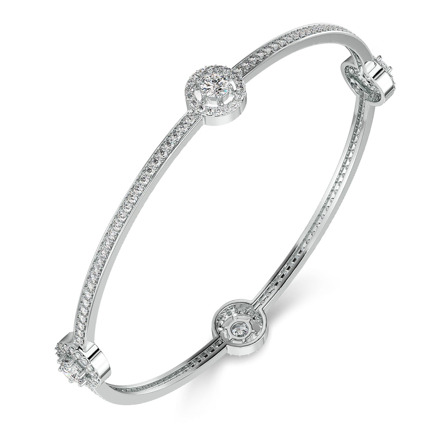 CLARETTE HALO SET LAB GROWN DIAMOND STUDDED ROUND BANGLE, GOLD