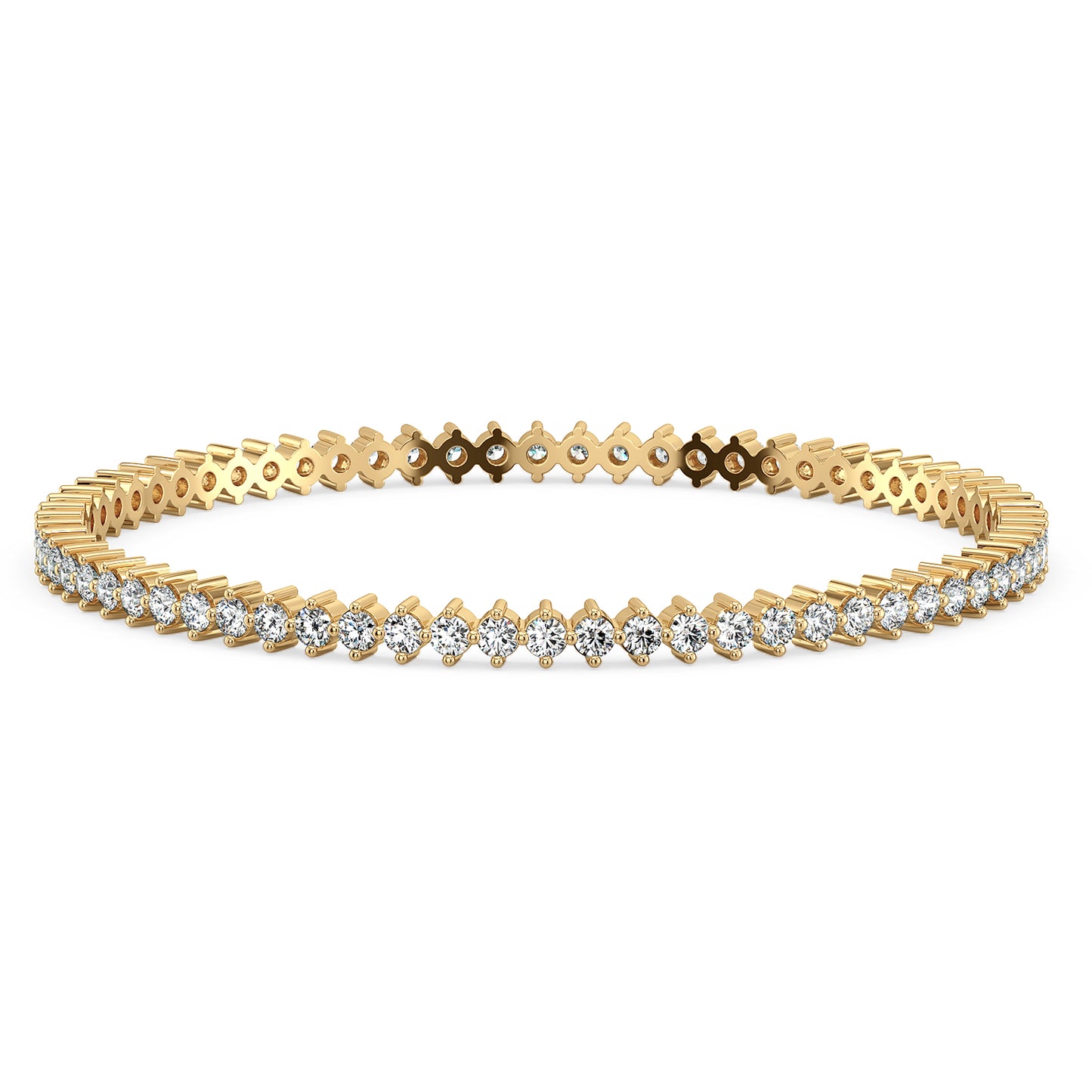 SOPHIA DIAGONALLY SET ROUND CUT LAB GROWN DIAMOND ROUND BANGLE, GOLD