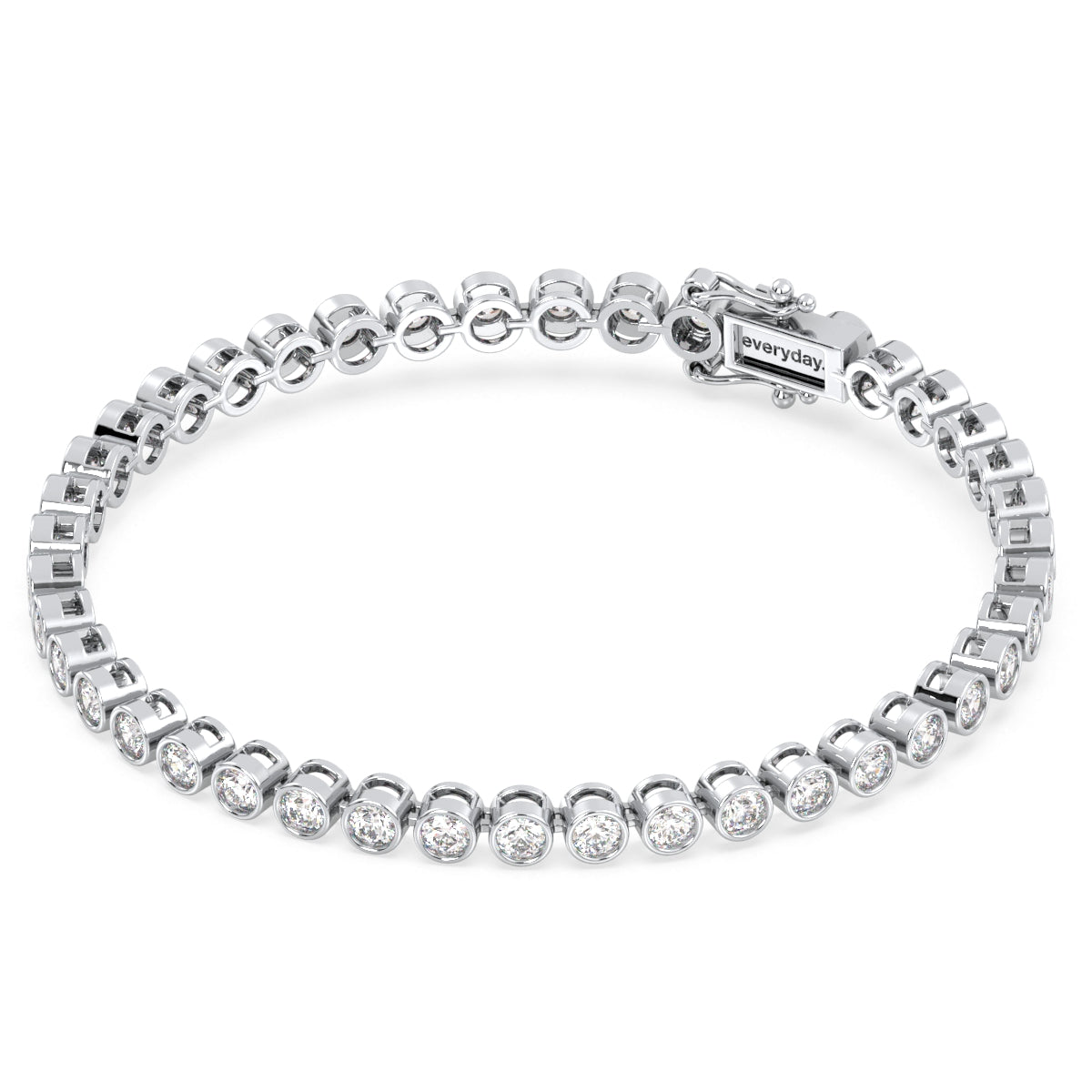 THEODORA BEZEL SET ROUND CUT LAB GROWN DIAMOND TENNIS BRACELET, GOLD