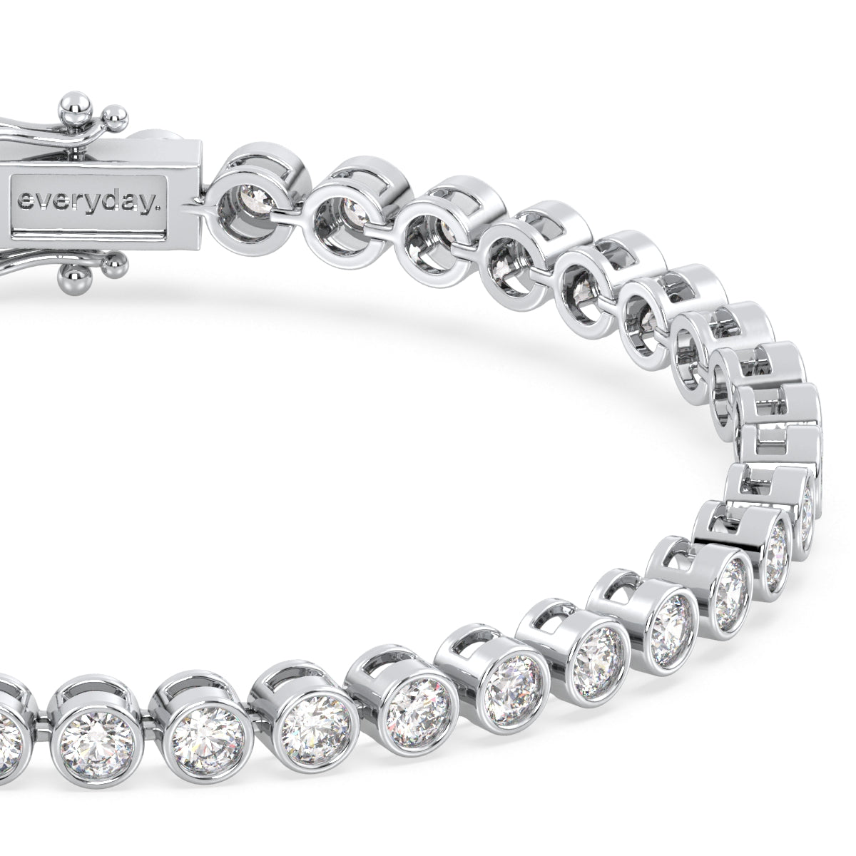 THEODORA BEZEL SET ROUND CUT LAB GROWN DIAMOND TENNIS BRACELET, GOLD