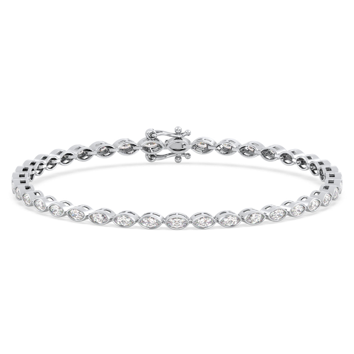 THEODORA BEZEL SET MARQUISE CUT LAB GROWN DIAMOND TENNIS BRACELET, GOLD