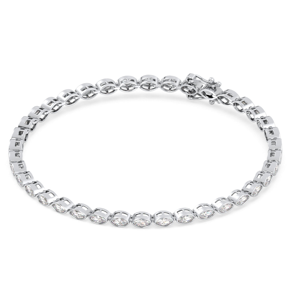 THEODORA BEZEL SET MARQUISE CUT LAB GROWN DIAMOND TENNIS BRACELET, GOLD