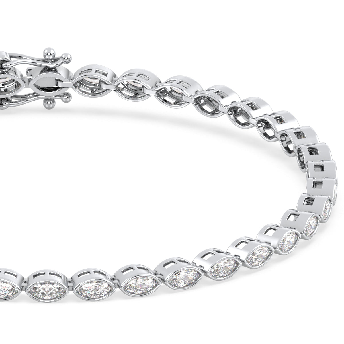 THEODORA BEZEL SET MARQUISE CUT LAB GROWN DIAMOND TENNIS BRACELET, GOLD