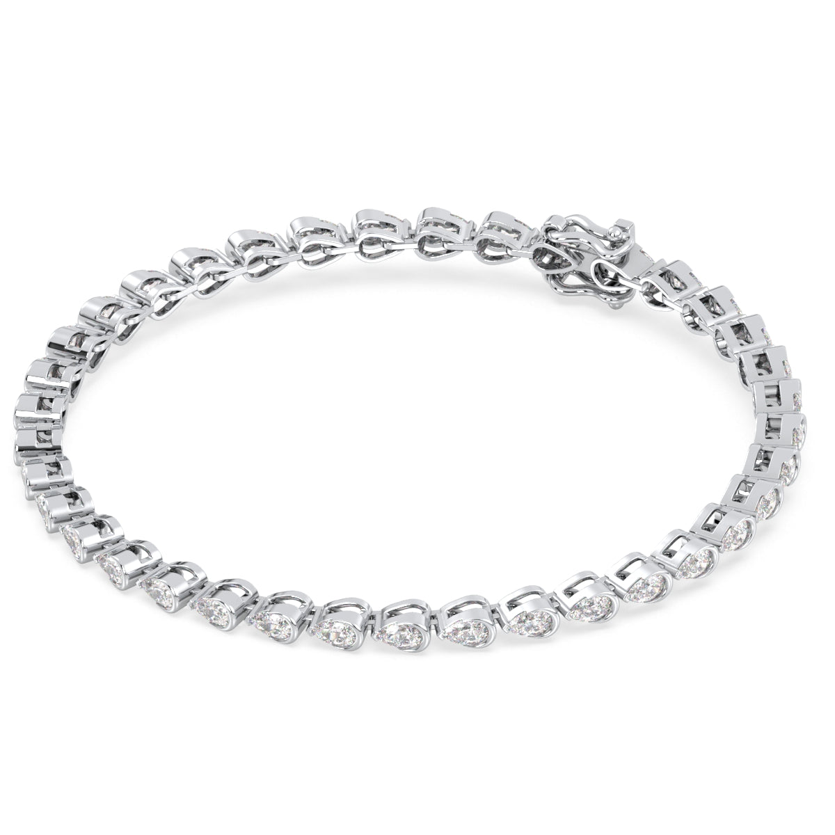 THEODORA HALF-BEZEL SET PEAR CUT LAB GROWN DIAMOND TENNIS BRACELET, GOLD