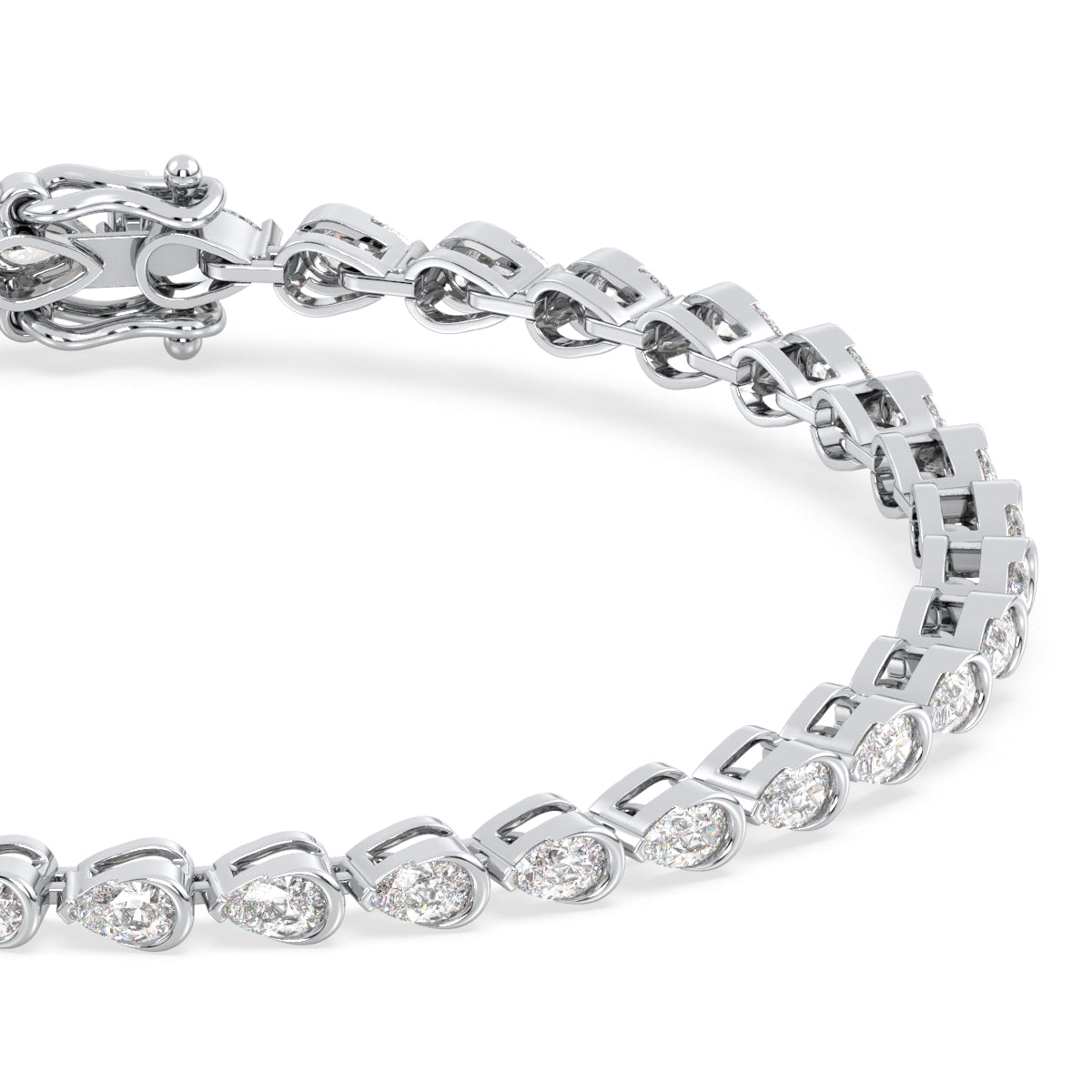 THEODORA HALF-BEZEL SET PEAR CUT LAB GROWN DIAMOND TENNIS BRACELET, GOLD