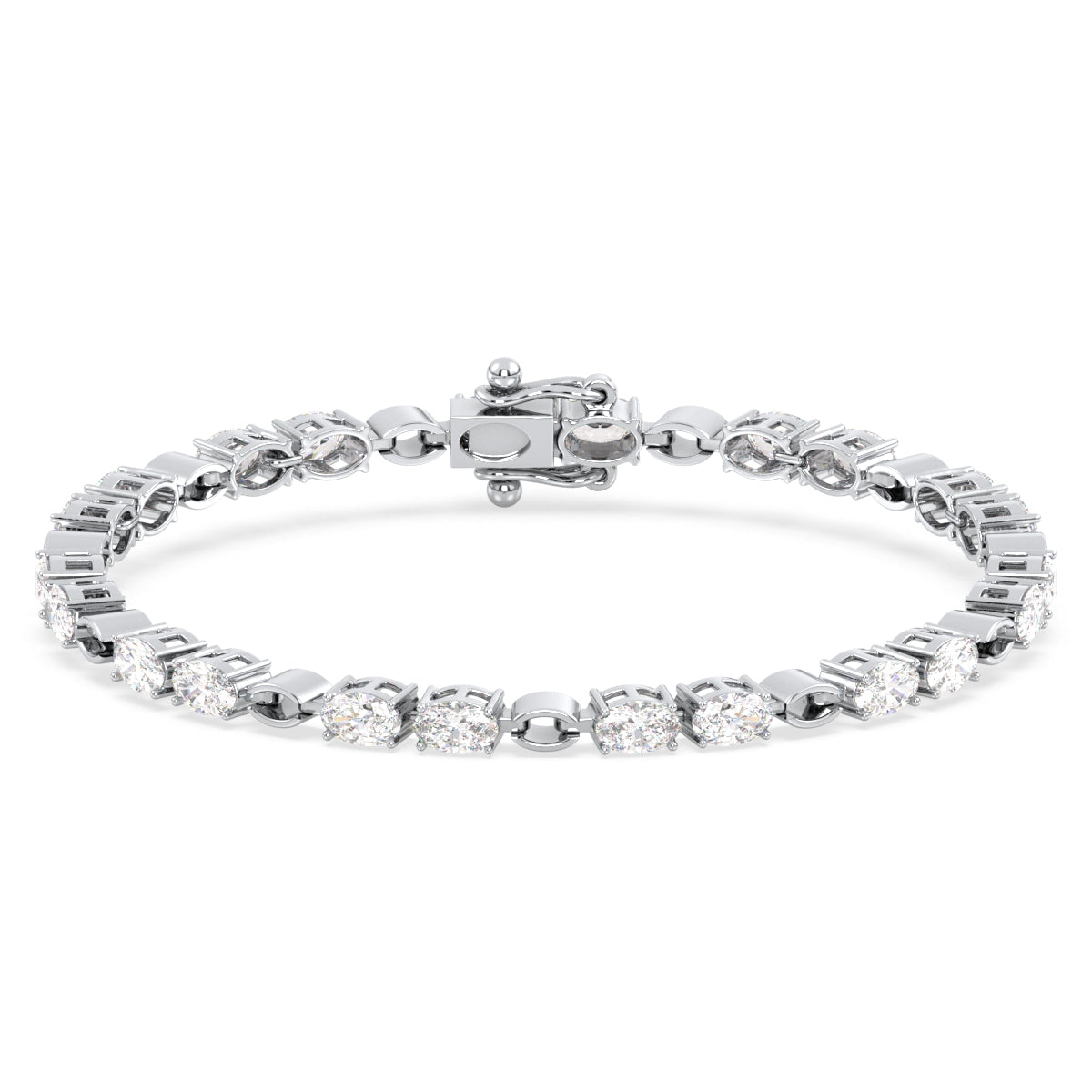 THEODORA OVAL CUT LAB GROWN DIAMOND TENNIS BRACELET WITH GOLD LINKS