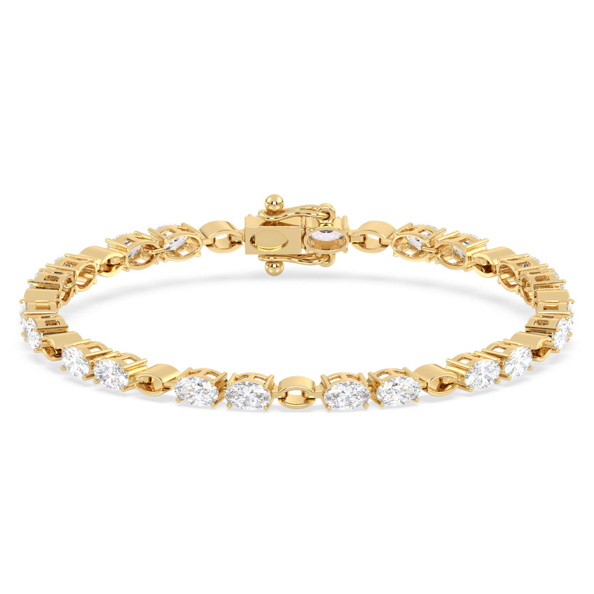 THEODORA OVAL CUT LAB GROWN DIAMOND TENNIS BRACELET WITH GOLD LINKS