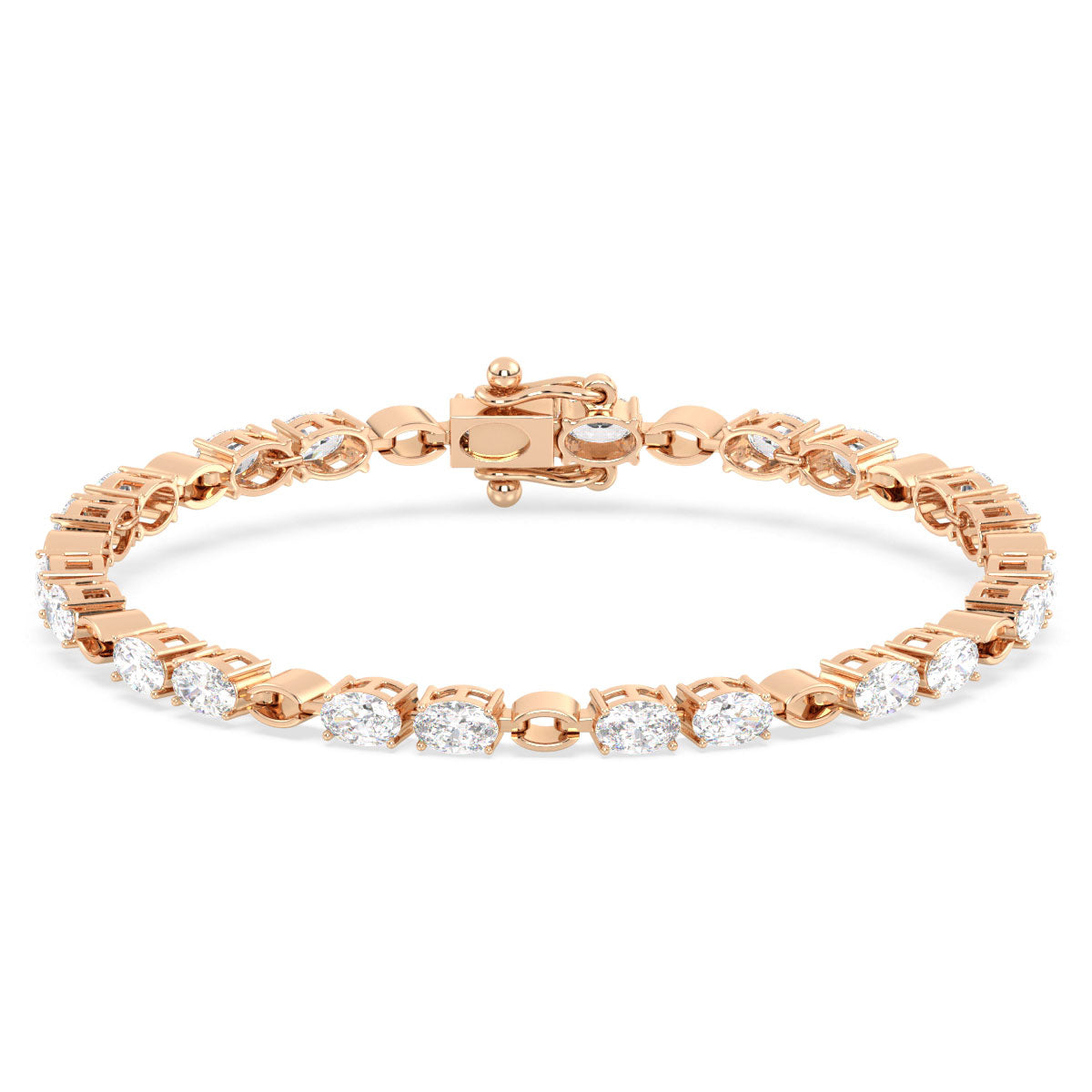 THEODORA OVAL CUT LAB GROWN DIAMOND TENNIS BRACELET WITH GOLD LINKS