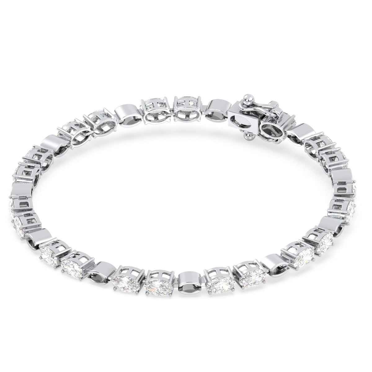 THEODORA OVAL CUT LAB GROWN DIAMOND TENNIS BRACELET WITH GOLD LINKS