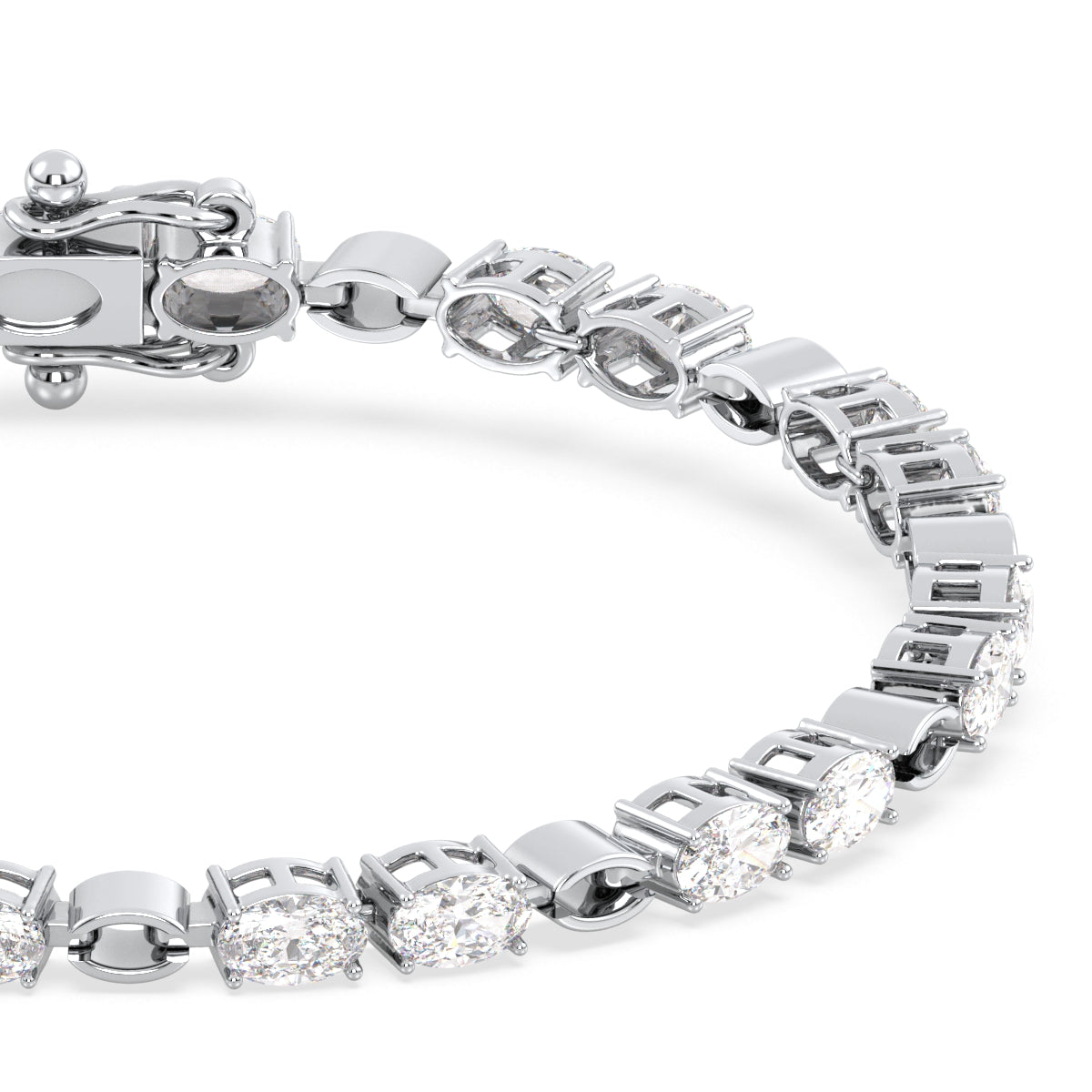 THEODORA OVAL CUT LAB GROWN DIAMOND TENNIS BRACELET WITH GOLD LINKS