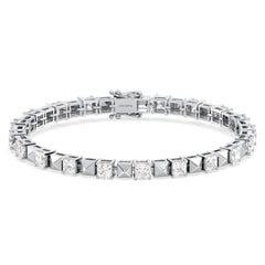 THEODORA ELEVATED PRINCESS CUT LAB GROWN DIAMOND TENNIS BRACELET, GOLD