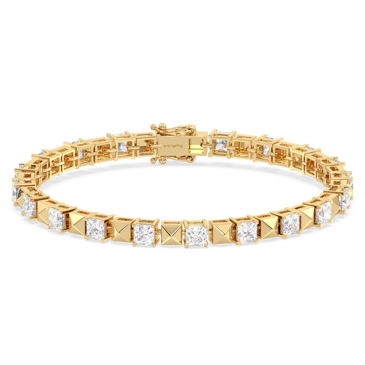 THEODORA ELEVATED PRINCESS CUT LAB GROWN DIAMOND TENNIS BRACELET, GOLD