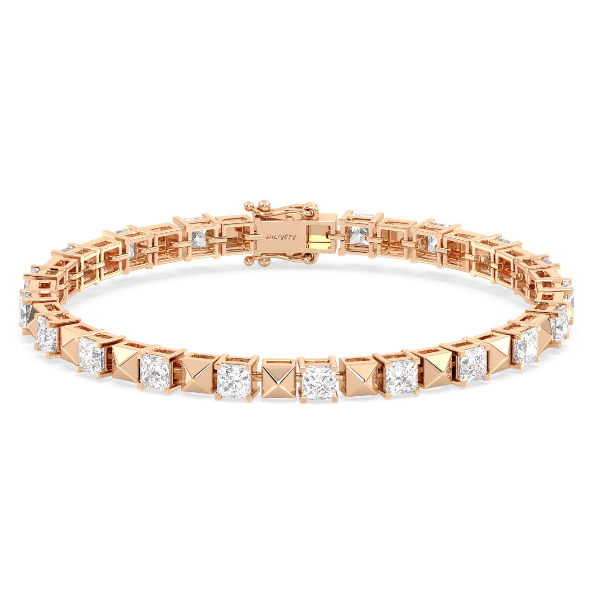 THEODORA ELEVATED PRINCESS CUT LAB GROWN DIAMOND TENNIS BRACELET, GOLD