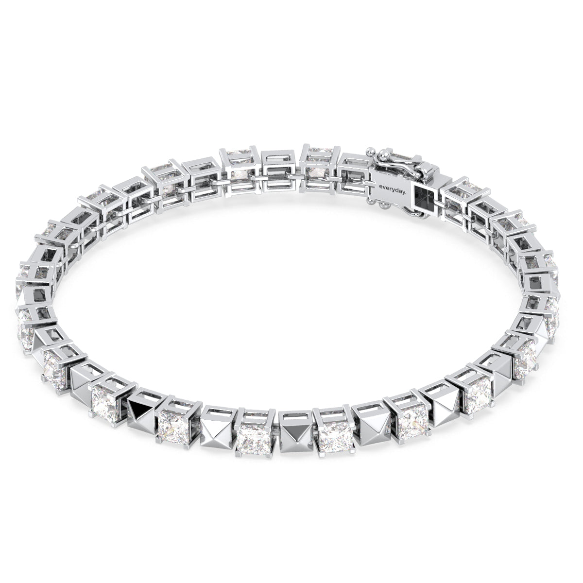 THEODORA ELEVATED PRINCESS CUT LAB GROWN DIAMOND TENNIS BRACELET, GOLD