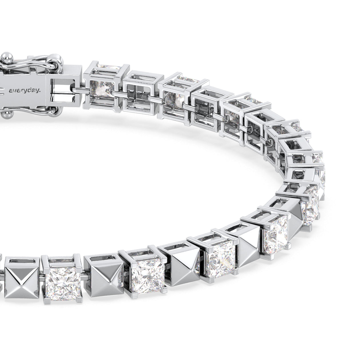 THEODORA ELEVATED PRINCESS CUT LAB GROWN DIAMOND TENNIS BRACELET, GOLD