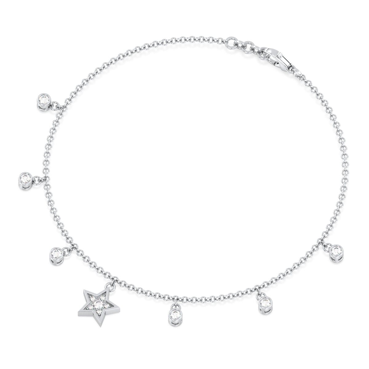 SOPHIA TRENDY STARS AND ROUND CUT LAB GROWN DIAMOND CHARMS CHAIN, GOLD