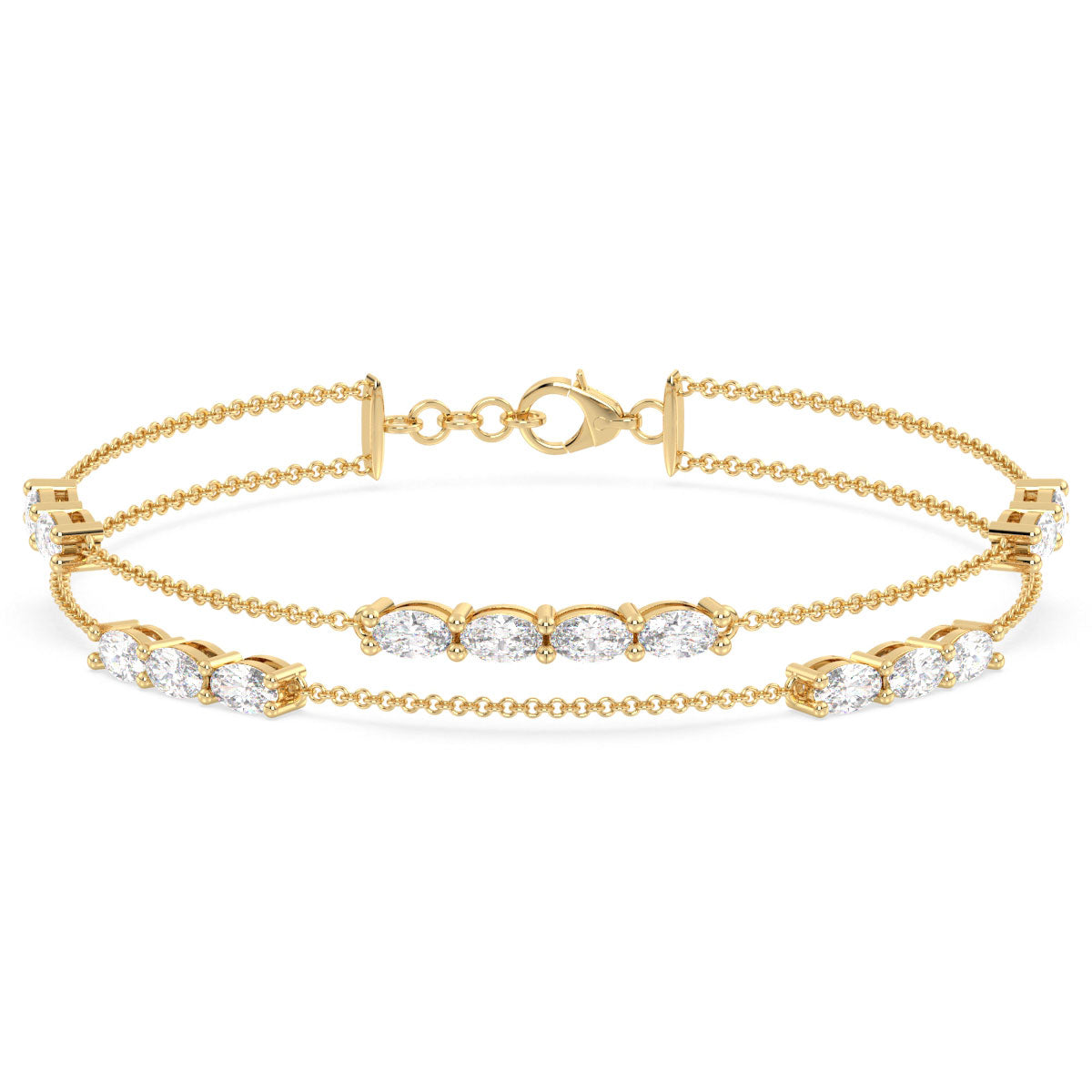 IRENE OVAL CUT DOUBLE ROW CABLE CHAIN LAB GROWN DIAMOND BRACELET, GOLD