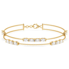 IRENE OVAL CUT DOUBLE ROW CABLE CHAIN LAB GROWN DIAMOND BRACELET, GOLD