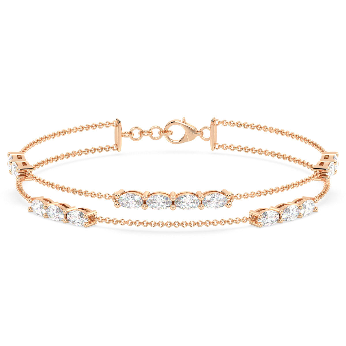 IRENE OVAL CUT DOUBLE ROW CABLE CHAIN LAB GROWN DIAMOND BRACELET, GOLD