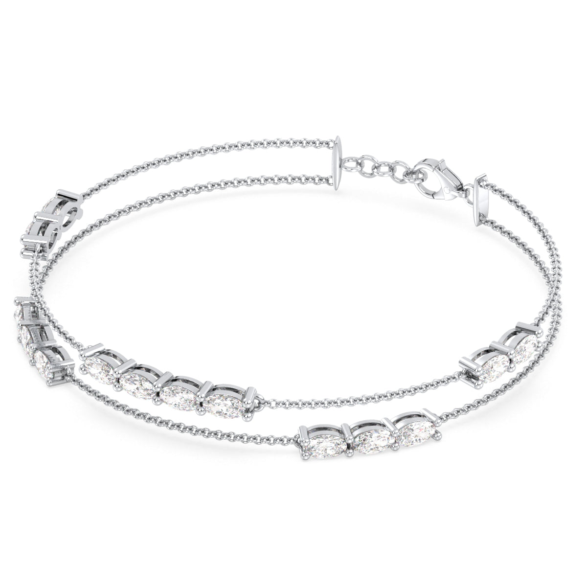 IRENE OVAL CUT DOUBLE ROW CABLE CHAIN LAB GROWN DIAMOND BRACELET, GOLD