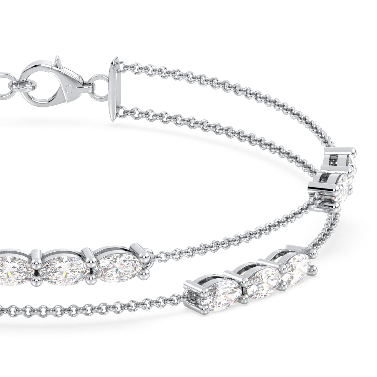 IRENE OVAL CUT DOUBLE ROW CABLE CHAIN LAB GROWN DIAMOND BRACELET, GOLD