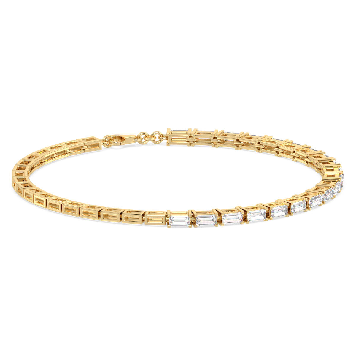 THEA LAB GROWN DIAMOND ELEGANT BAGUETTE CUT HALF BRACELET, GOLD