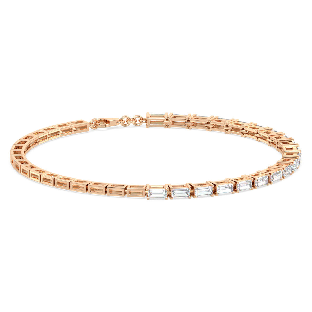 THEA LAB GROWN DIAMOND ELEGANT BAGUETTE CUT HALF BRACELET, GOLD