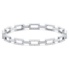 CLARETTE LAB GROWN DIAMOND LINK BRACELET WITH STUDDED RECTANGULAR UNITS, GOLD