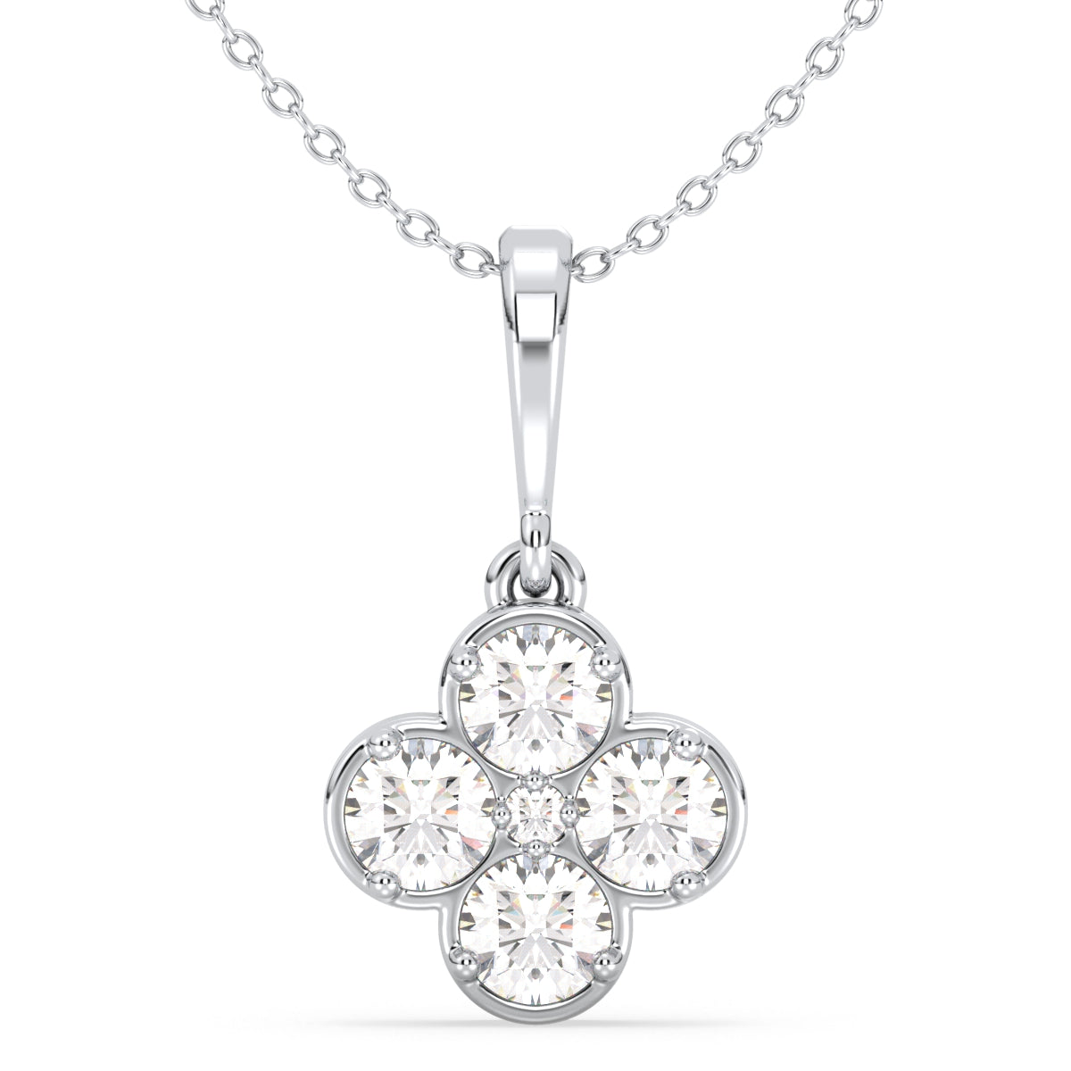 SOPHIA ROUND CUT LAB GROWN DIAMOND CLASSIC CLOVE PENDANT, GOLD