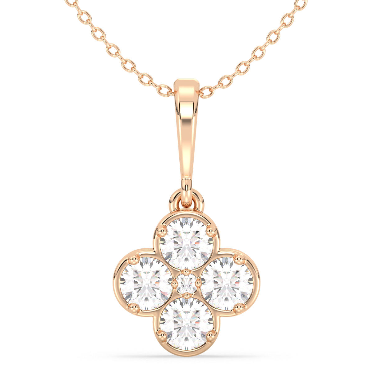 SOPHIA ROUND CUT LAB GROWN DIAMOND CLASSIC CLOVE PENDANT, GOLD