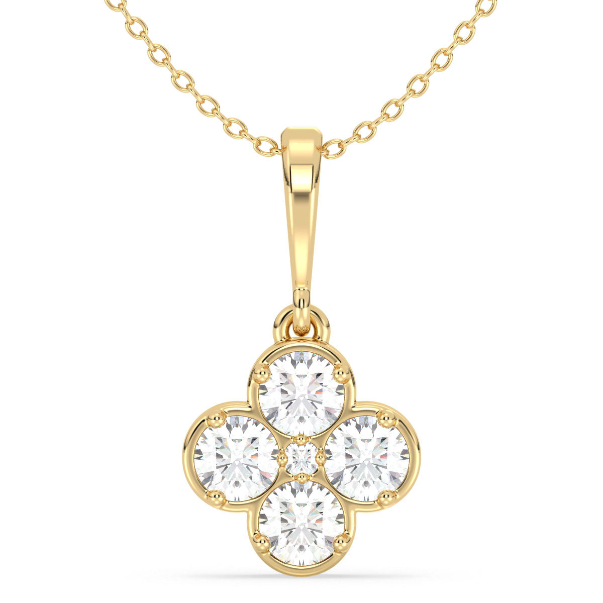 SOPHIA ROUND CUT LAB GROWN DIAMOND CLASSIC CLOVE PENDANT, GOLD