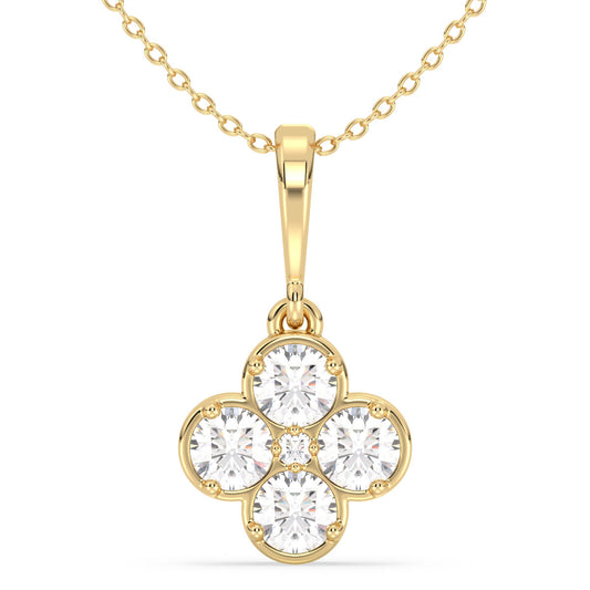 SOPHIA ROUND CUT LAB GROWN DIAMOND CLASSIC CLOVE PENDANT, GOLD