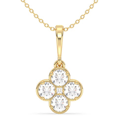 SOPHIA ROUND CUT LAB GROWN DIAMOND CLASSIC CLOVE PENDANT, GOLD