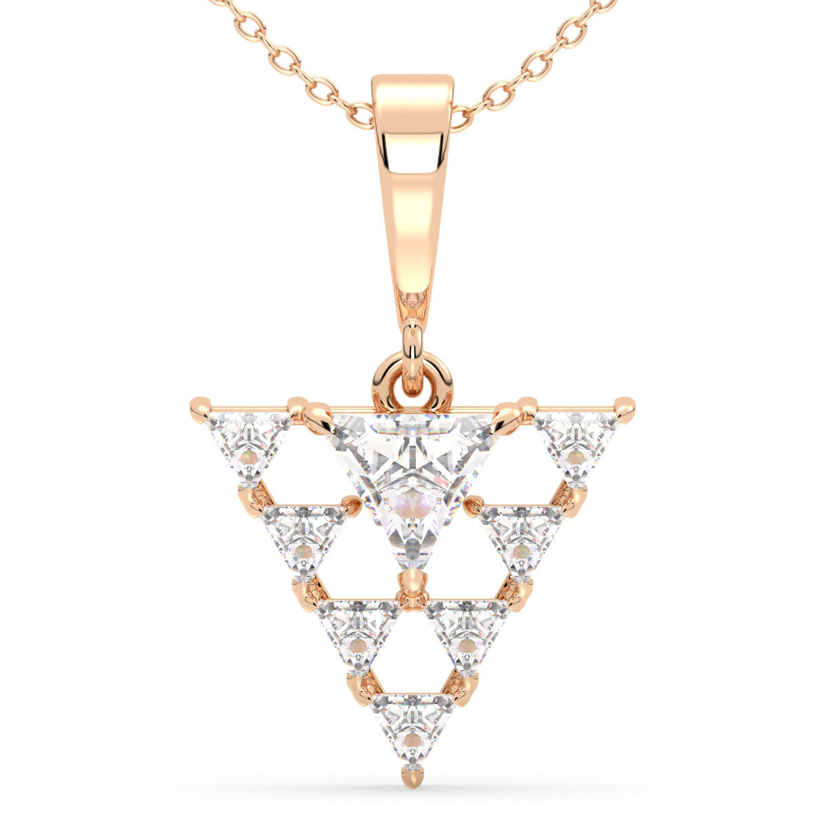 DAMAS TRIANGLE CUT LAB GROWN DIAMOND ELEGANT PENDANT, GOLD