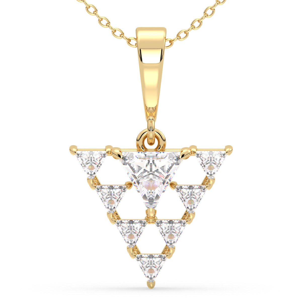 DAMAS TRIANGLE CUT LAB GROWN DIAMOND ELEGANT PENDANT, GOLD