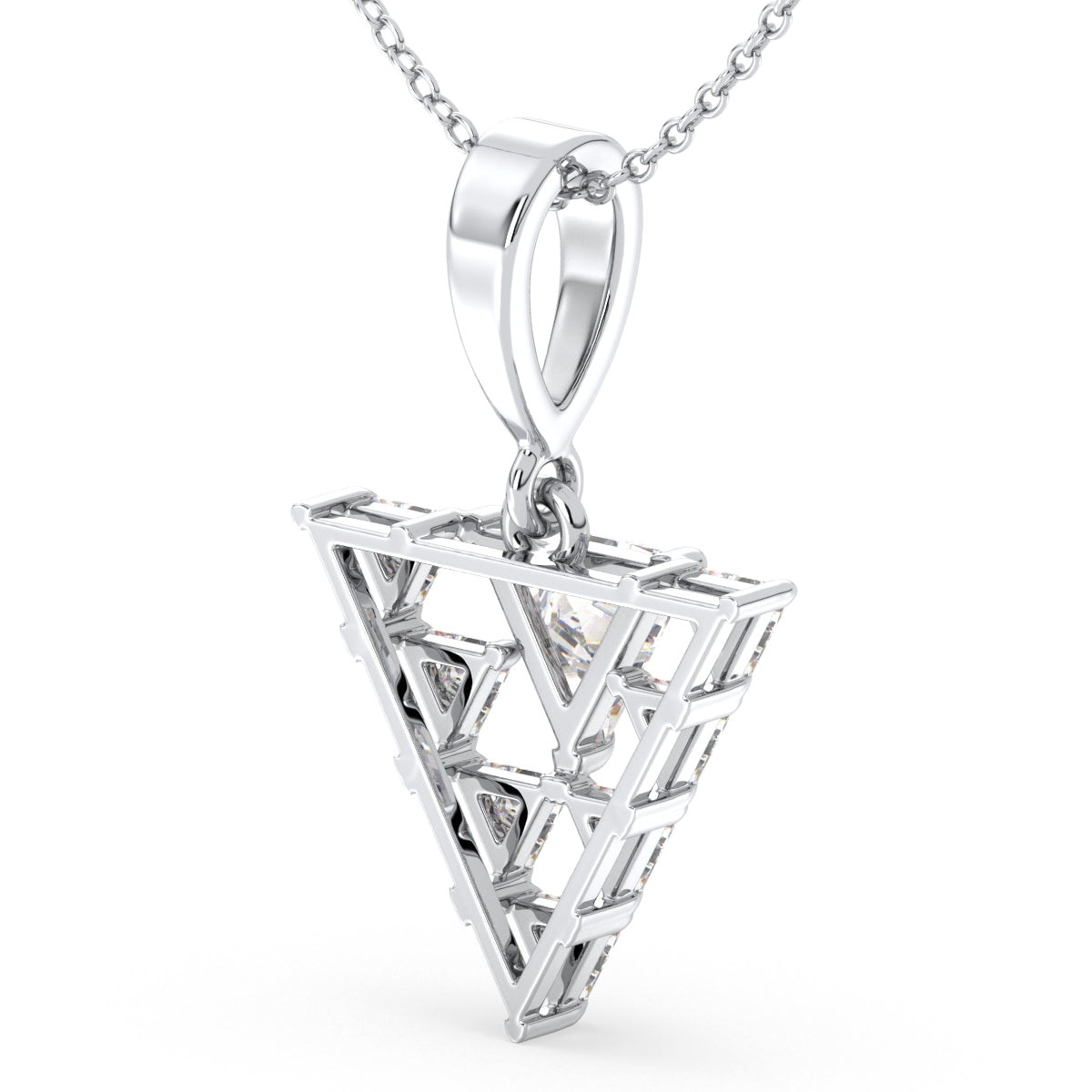 DAMAS TRIANGLE CUT LAB GROWN DIAMOND ELEGANT PENDANT, GOLD