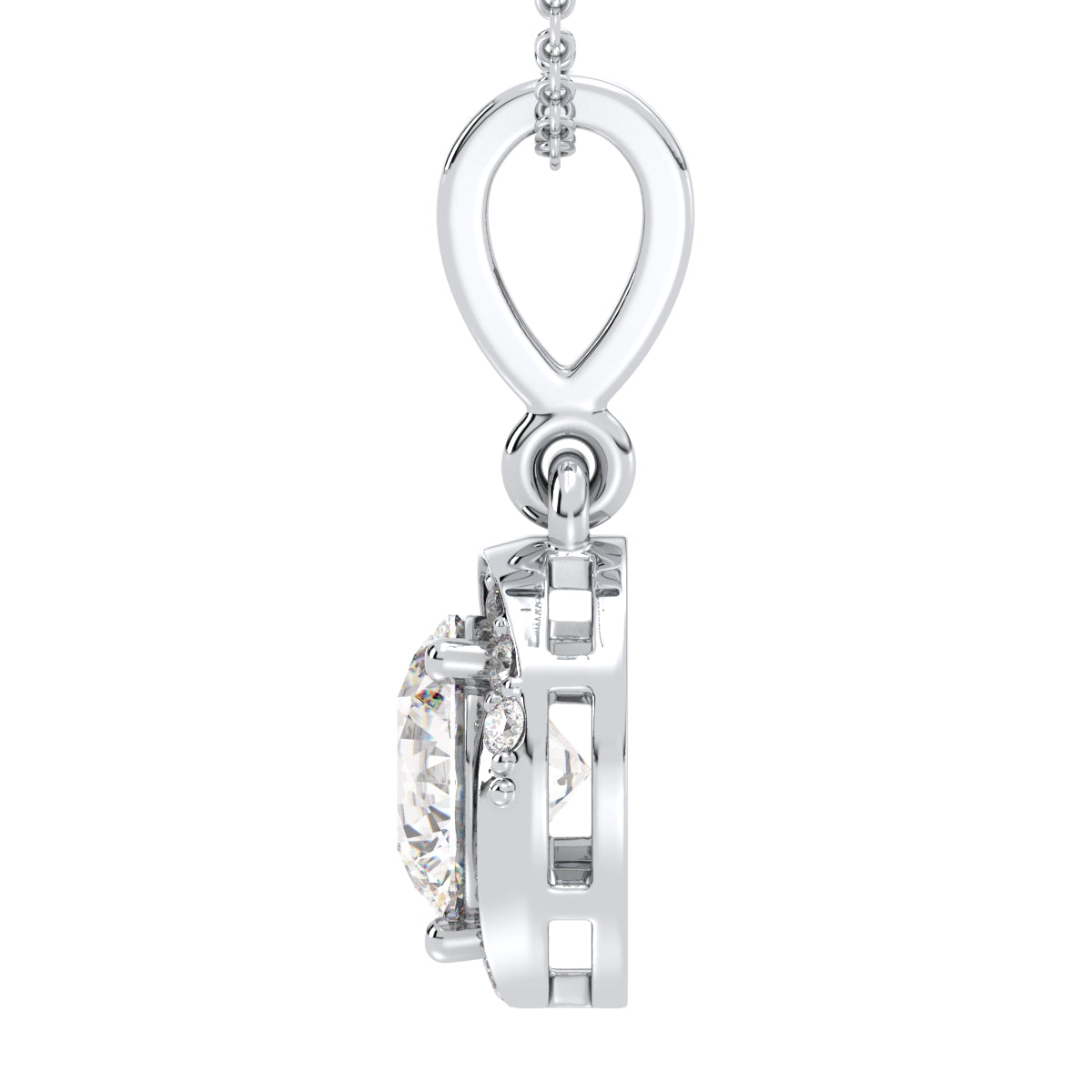 SOPHIA ROUND CUT LAB GROWN DIAMOND SOLITAIRE DIMENSIONAL PENDANT WITH SIDE STONES, GOLD