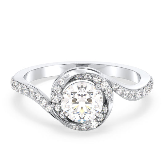 SOPHIA ROUND CUT LAB GROWN DIAMOND SOLITAIRE DIMENSIONAL ENGAGEMENT RING WITH SIDE STONES, GOLD