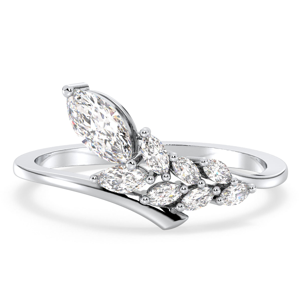 LILETTA MARQUISE CUT SLANTED LAB GROWN DIAMOND LOW BUDGET ANNIVERSARY RING, GOLD