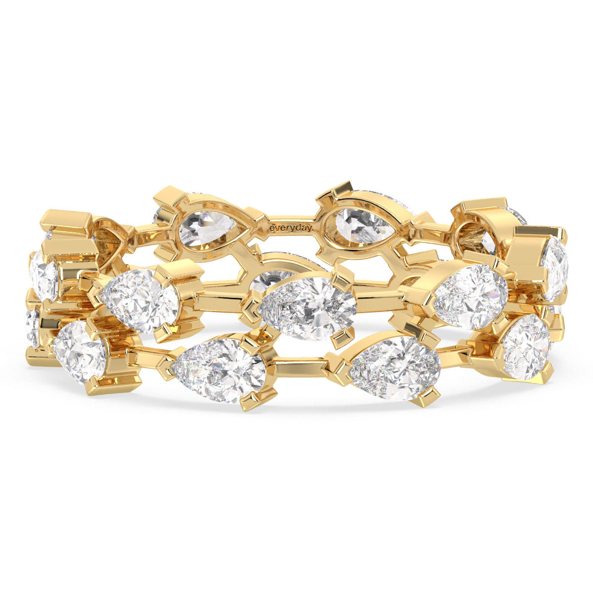 MARGUERITE PEAR CUT LAB GROWN DIAMOND DOUBLE ROW STACKABLE RING, GOLD