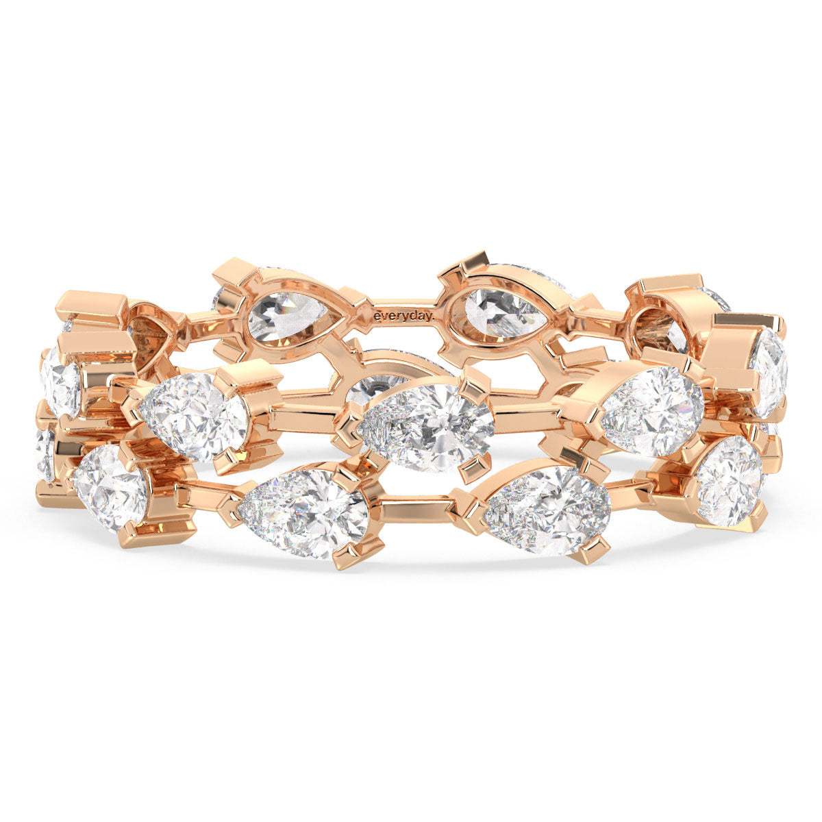 MARGUERITE PEAR CUT LAB GROWN DIAMOND DOUBLE ROW STACKABLE RING, GOLD