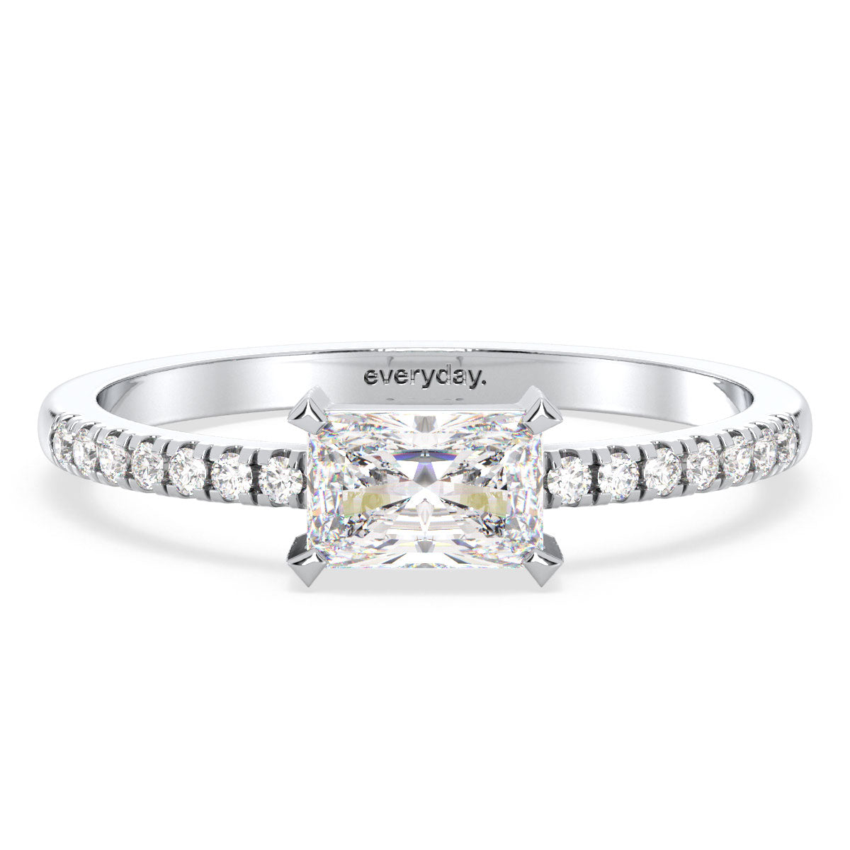 DAMAS RADIANT CUT LAB GROWN DIAMOND ELEGANT ENGAGEMENT ELEGANT RING WITH SIDE STONES, GOLD