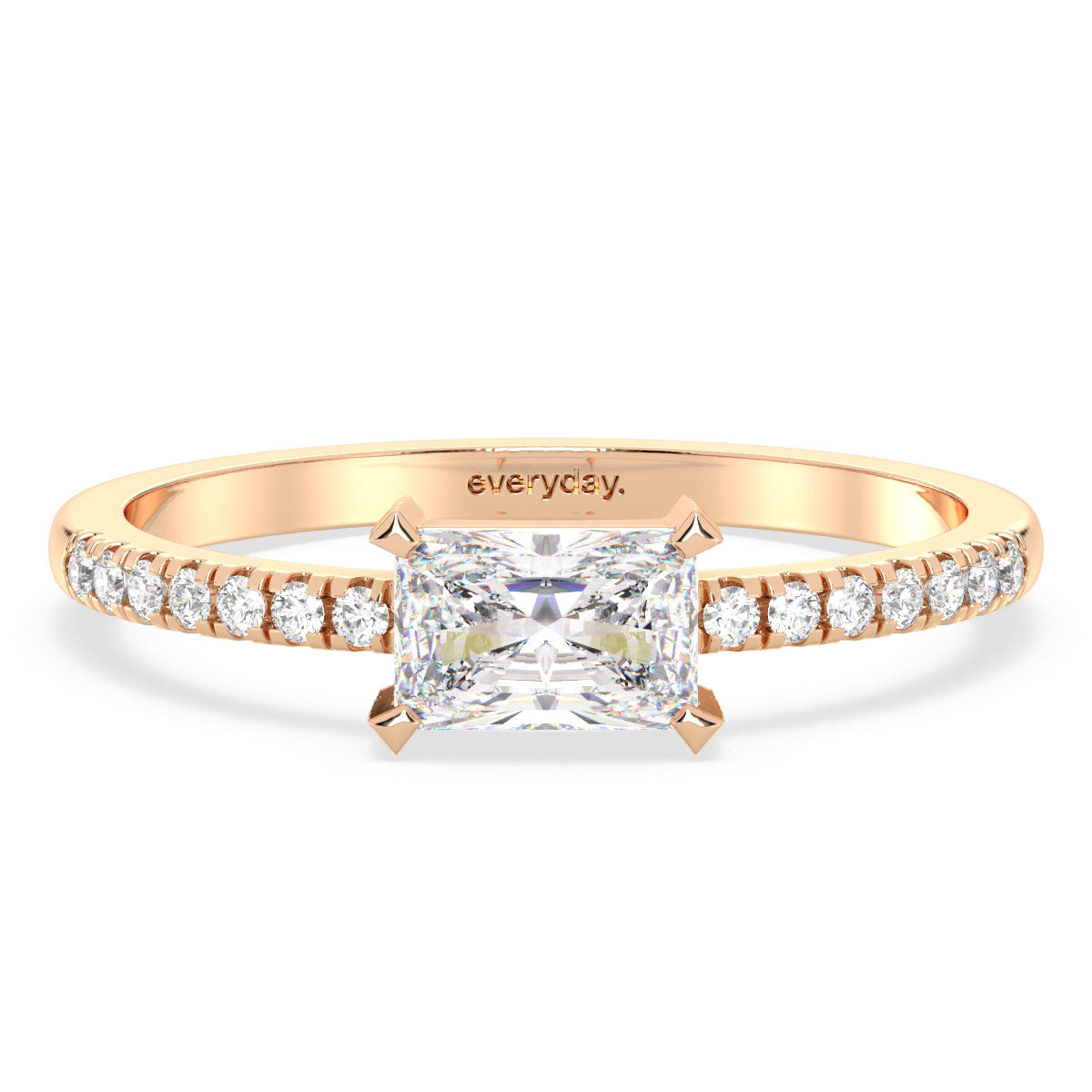 DAMAS RADIANT CUT LAB GROWN DIAMOND ELEGANT ENGAGEMENT ELEGANT RING WITH SIDE STONES, GOLD