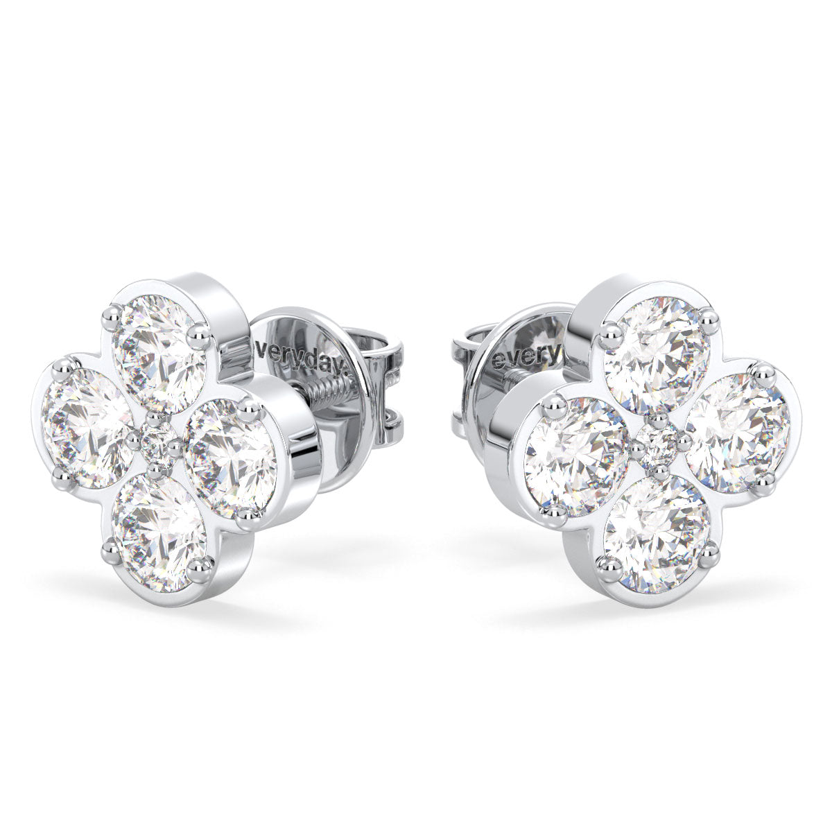 SOPHIA ROUND CUT LAB GROWN DIAMOND ELEGANT TRENDY CLOVE EAR STUDS, GOLD