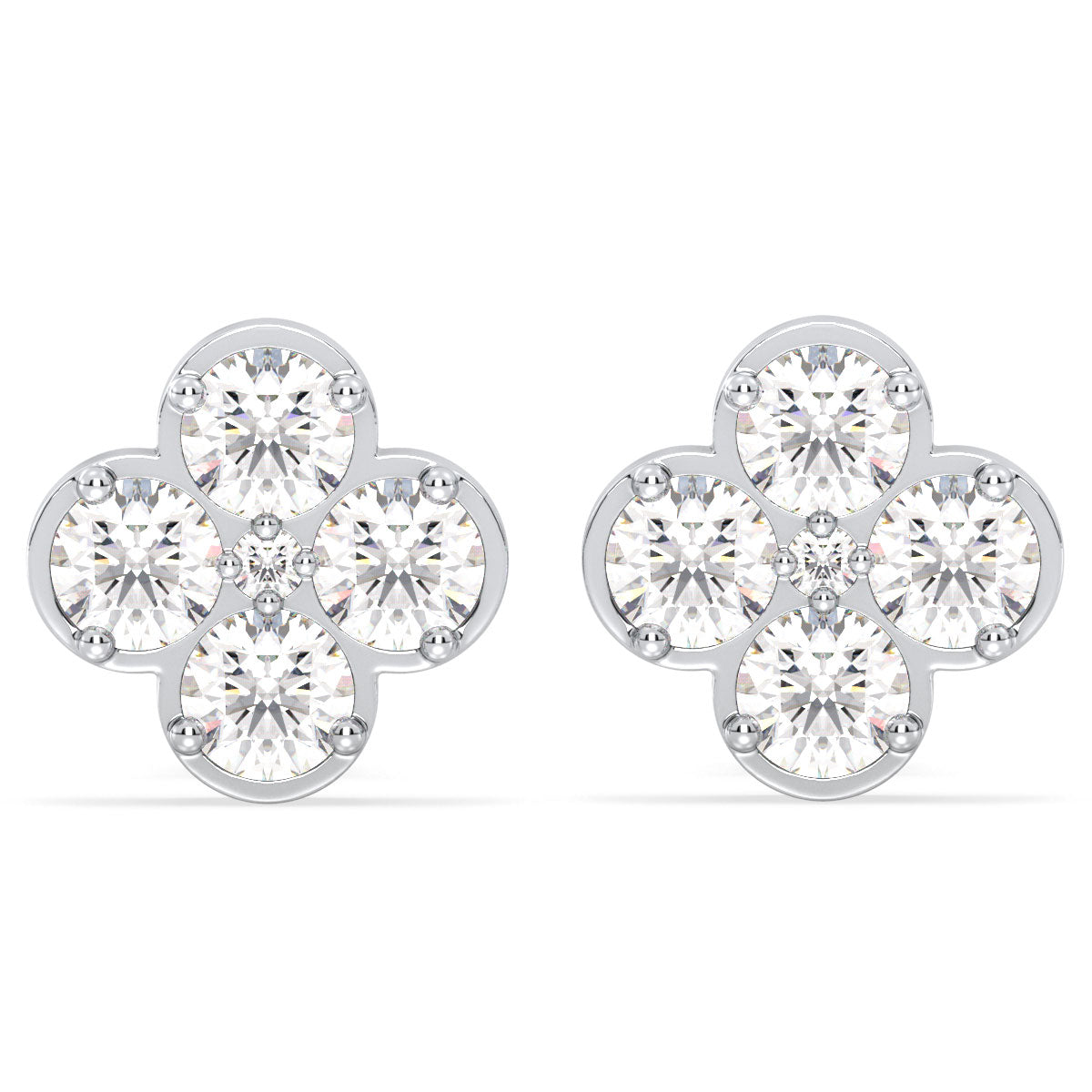 SOPHIA ROUND CUT LAB GROWN DIAMOND ELEGANT TRENDY CLOVE EAR STUDS, GOLD