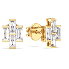 THEA BAGUETTE CUT BAR SET LAB GROWN DIAMOND EAR STUDS, GOLD