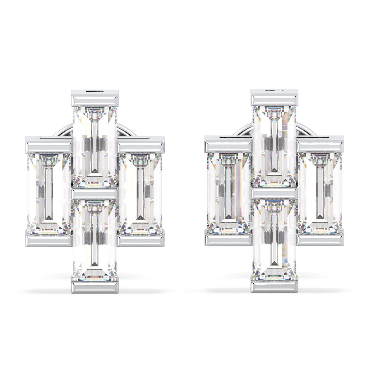 THEA BAGUETTE CUT BAR SET LAB GROWN DIAMOND EAR STUDS, GOLD