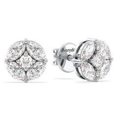 LILETTA MARQUISE AND ROUND CUT LAB GROWN DIAMOND CLASSY EAR STUDS, GOLD