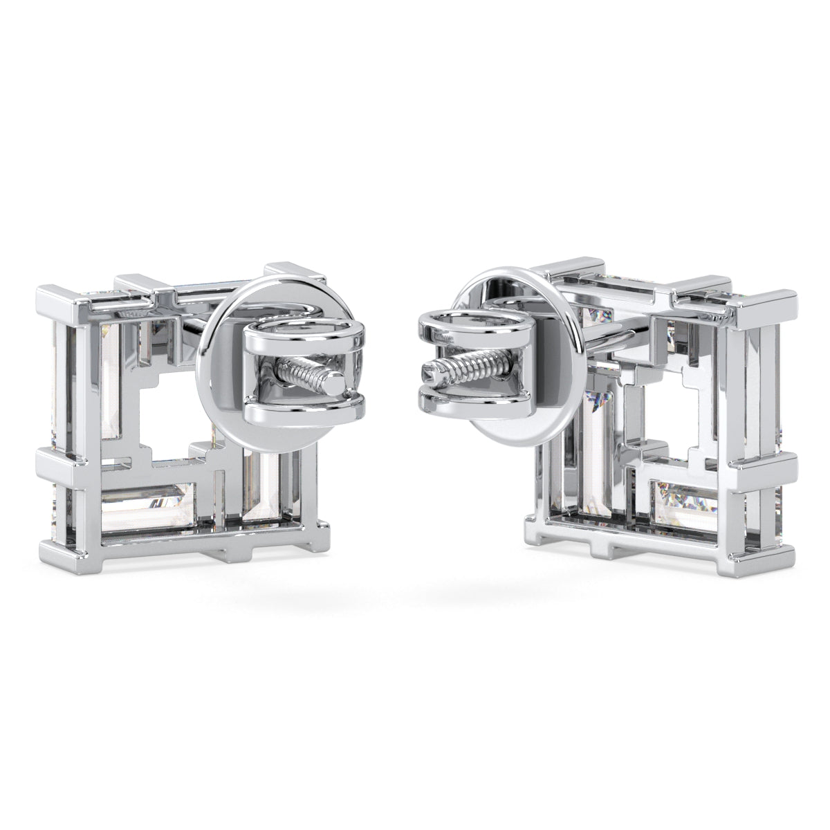 THEA BAGUETTE CUT LAB GROWN DIAMOND CUBIC EAR STUDS, GOLD