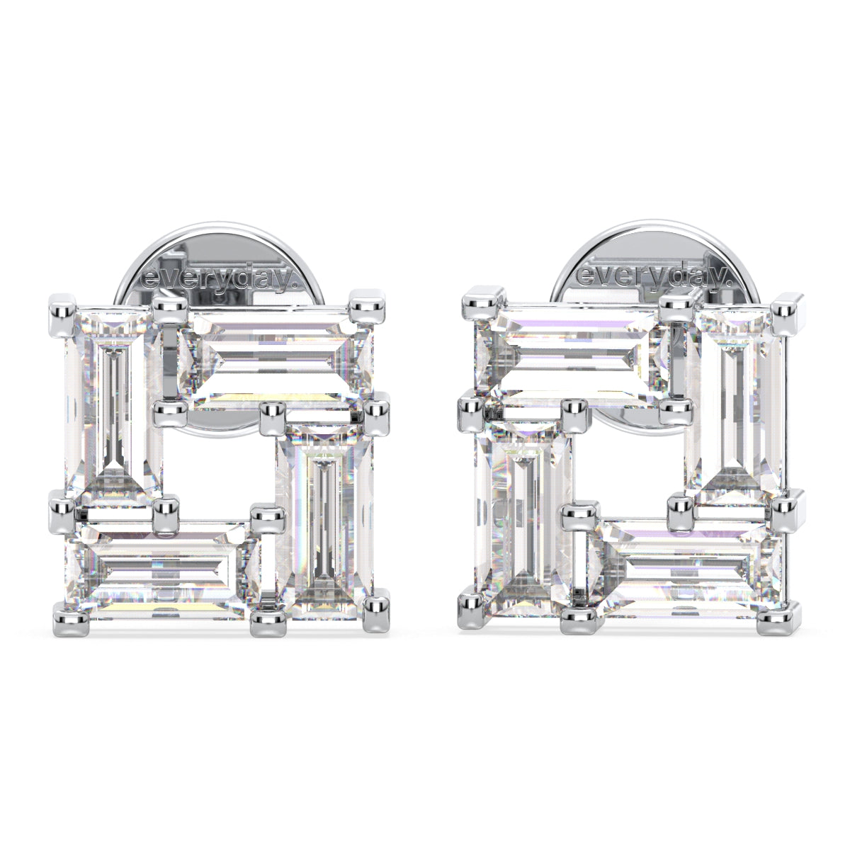 THEA BAGUETTE CUT LAB GROWN DIAMOND CUBIC EAR STUDS, GOLD